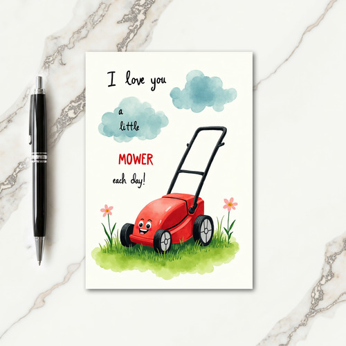 Watercolor Lawn Mower Love Card
