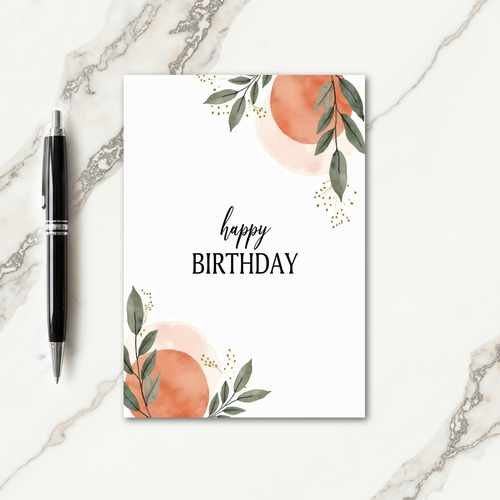 Watercolor Leaf Birthday Card