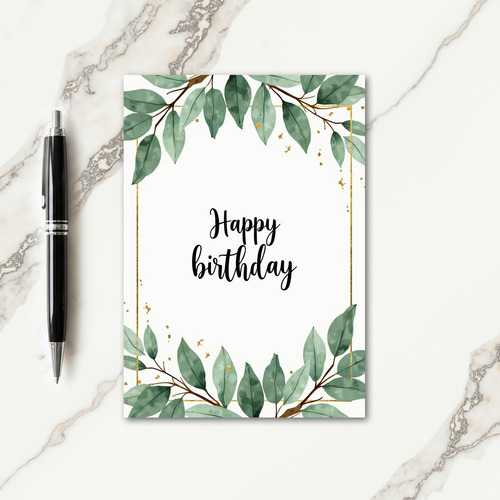 Watercolor Leafy Birthday Card