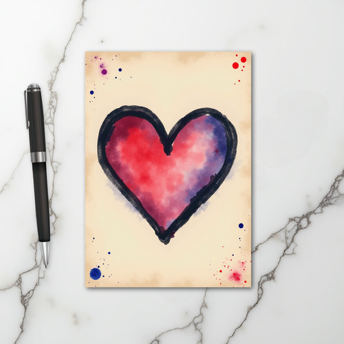 Watercolor Love Heart Art Card