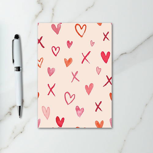 Watercolor Love Hearts Xoxo Card