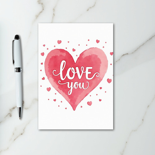 Watercolor Love You Heart Card