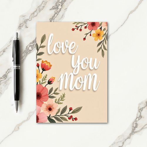 Watercolor Love You Mom Card