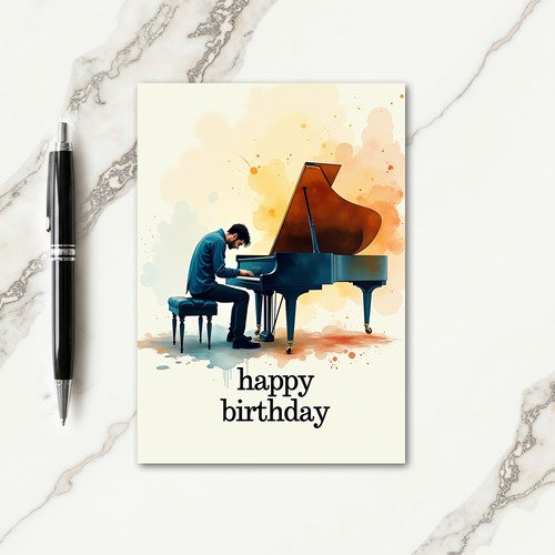 Watercolor Melody Birthday Card