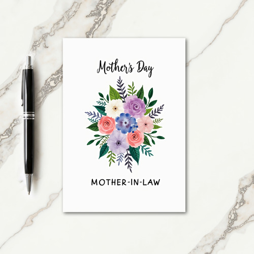 Watercolor Moms Day Bouquet Card