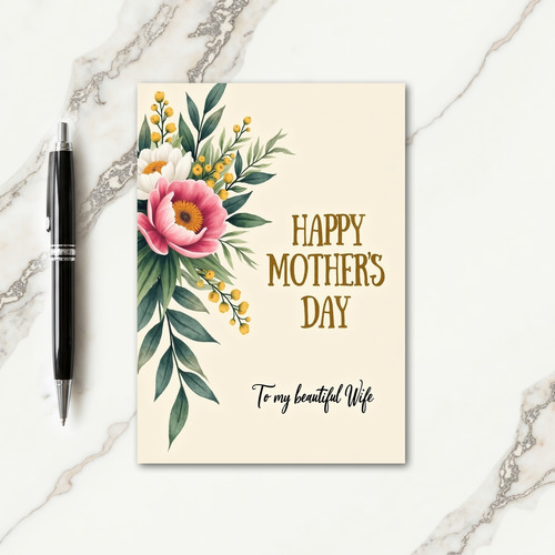 Watercolor Moms Day Wife Card