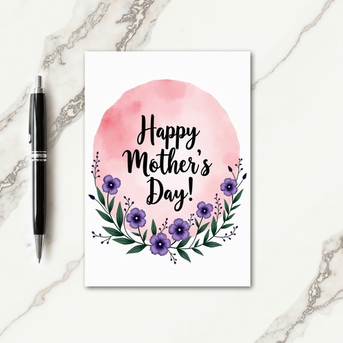 Watercolor Moms Day Wishes Card
