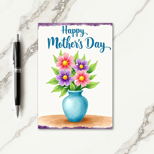 Watercolor Moms Floral Design Card
