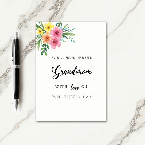 Watercolor Moms Love Message Card