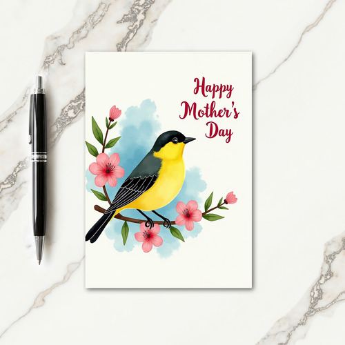 Watercolor Mothers Day Bird Card