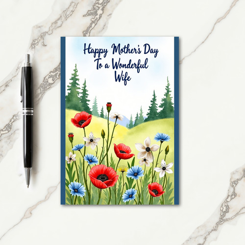 Watercolor Mothers Day Meadow Card