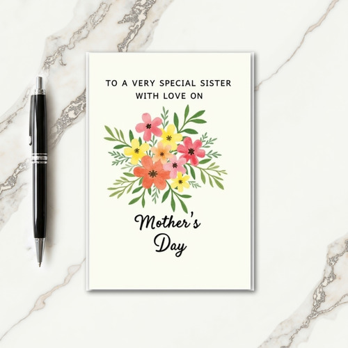 Watercolor Mothers Day Sister Card