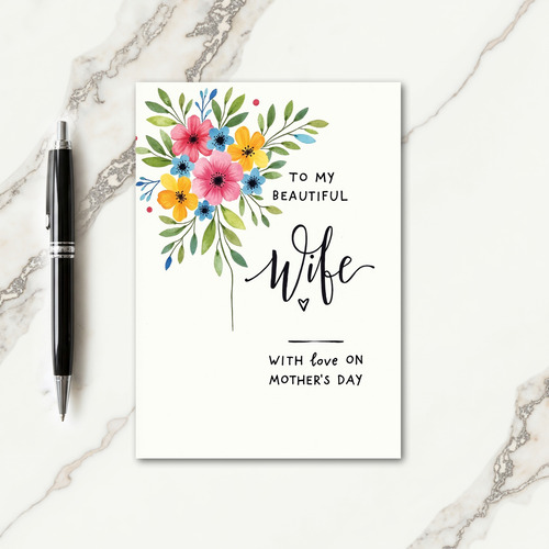 Watercolor Mothers Day Wife Card