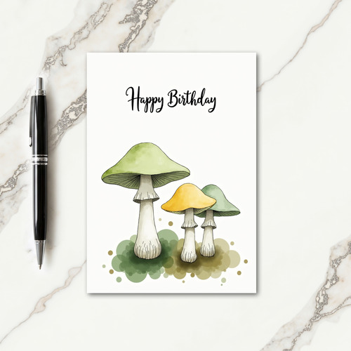 Watercolor Mushroom Birthday Card