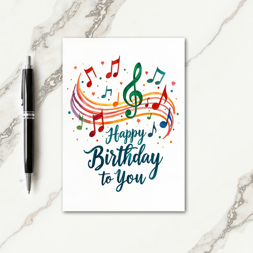 Watercolor Musical Birthday Card