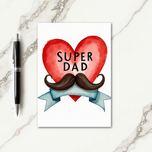 Watercolor Mustache Father Card