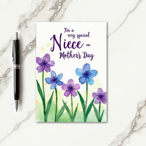 Watercolor Niece Mothers Day Card