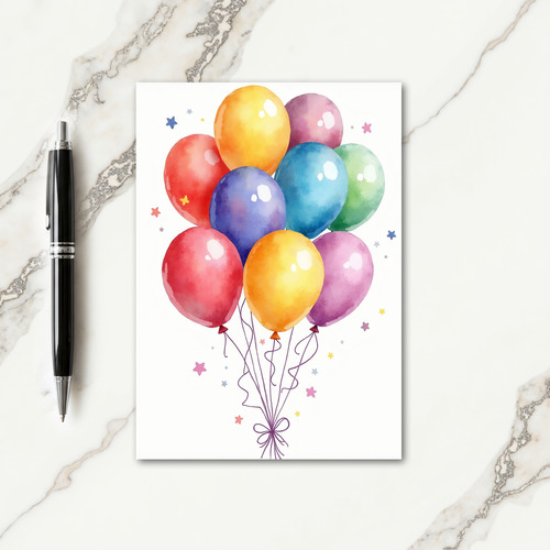 Watercolor Orbs Birthday Card