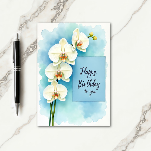 Watercolor Orchid Birthday Card