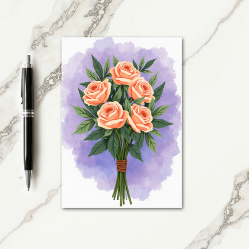 Watercolor Peach Floral Card