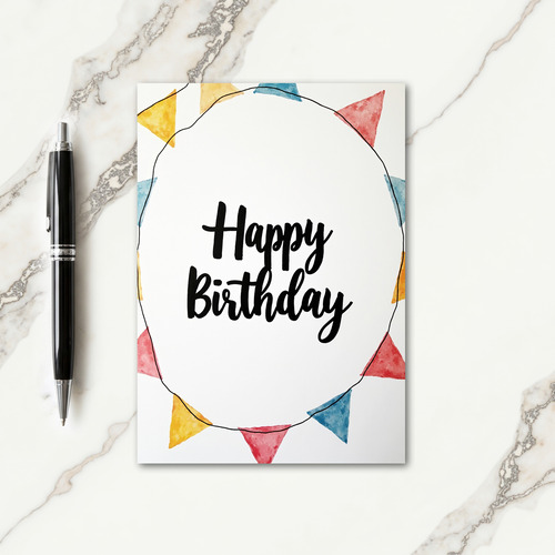 Watercolor Pennant Birthday Card