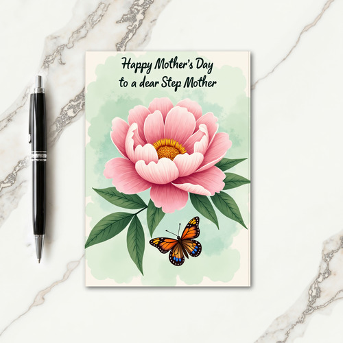Watercolor Peony Mothers Day Card