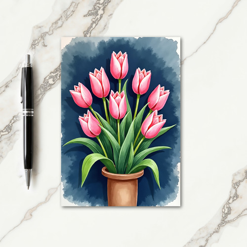 Watercolor Pink Floral Art Card