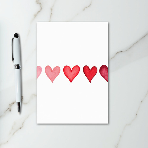 Watercolor Pink Hearts Love Card