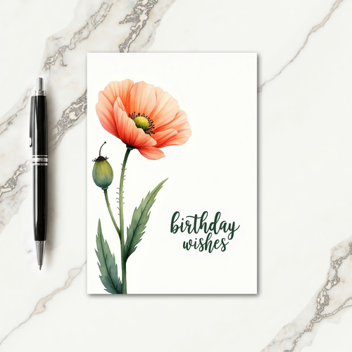 Watercolor Poppy Birthday Card