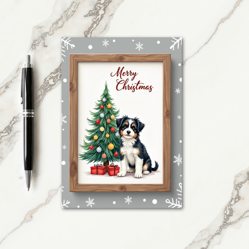 Watercolor Pup Christmas Card