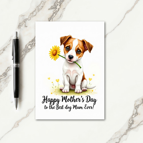 Watercolor Puppy Mothers Day Card
