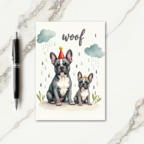 Watercolor Pups Fathers Day Card