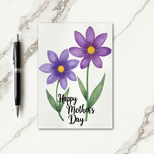 Watercolor Purple Blooms Card