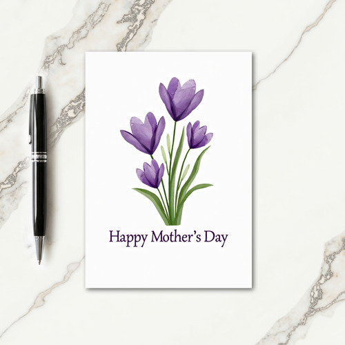 Watercolor Purple Blossoms Card