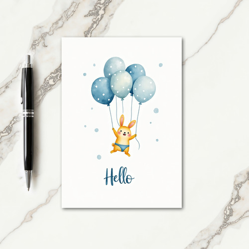 Watercolor Rabbit Birthday Card