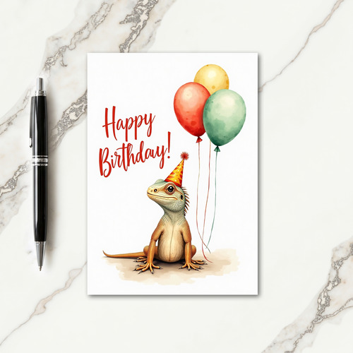 Watercolor Reptile Birthday Card