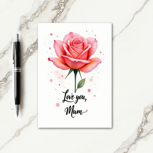 Watercolor Rose Design Greeting Card