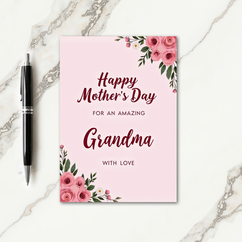 Watercolor Rose Grandma Card