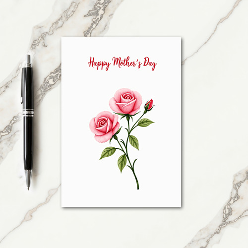 Watercolor Rose Mothers Day Card