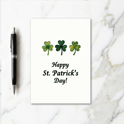 Watercolor Shamrock St Patricks Card