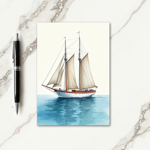 Watercolor Ship Birthday Card