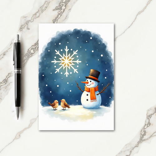 Watercolor Snowman Christmas Card