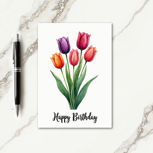 Watercolor Spring Birthday Card