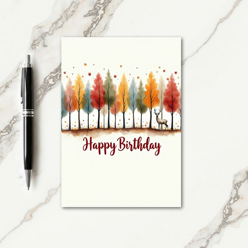 Watercolor Stag Birthday Card