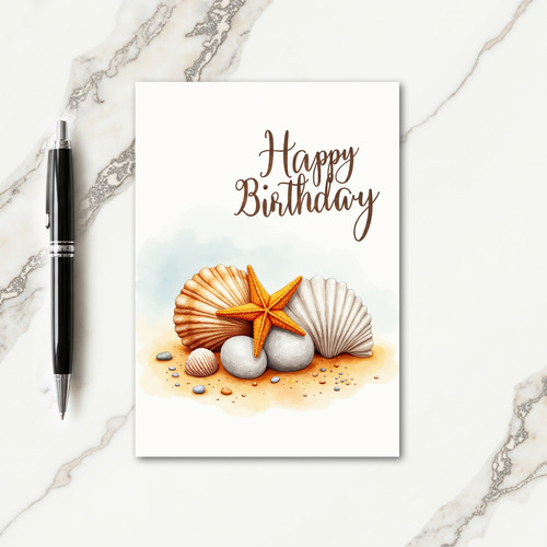 Watercolor Starfish Birthday Card