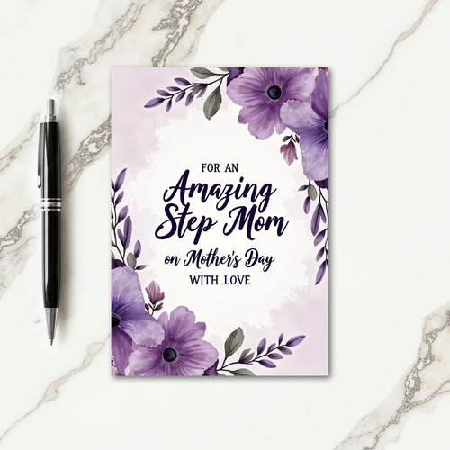 Watercolor Step Mom Love Card