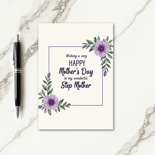 Watercolor Step Mothers Day Card