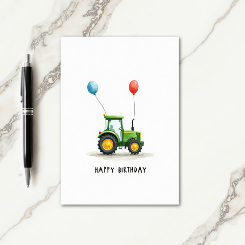 Watercolor Tractor Festive Card