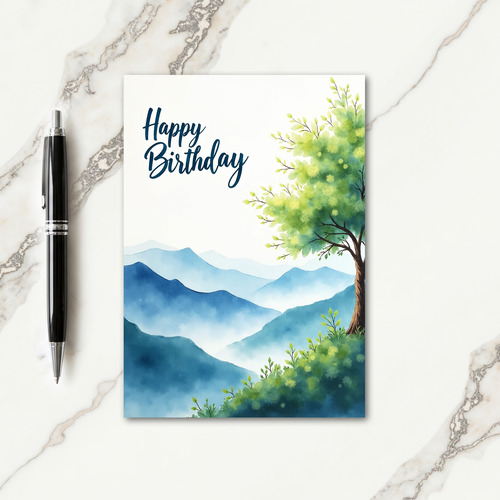 Watercolor Tree Birthday Card
