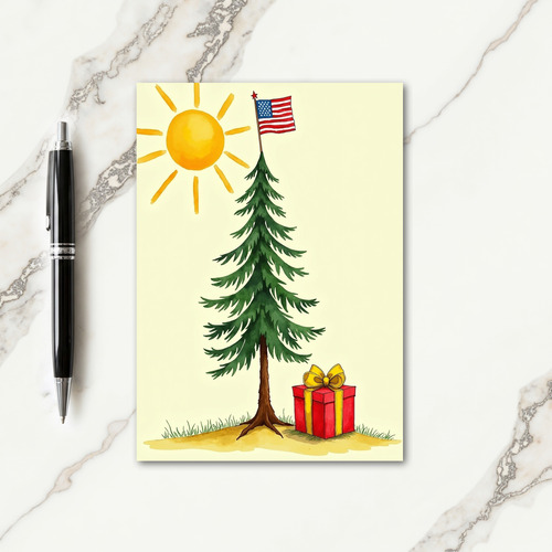 Watercolor Tree Christmas Card